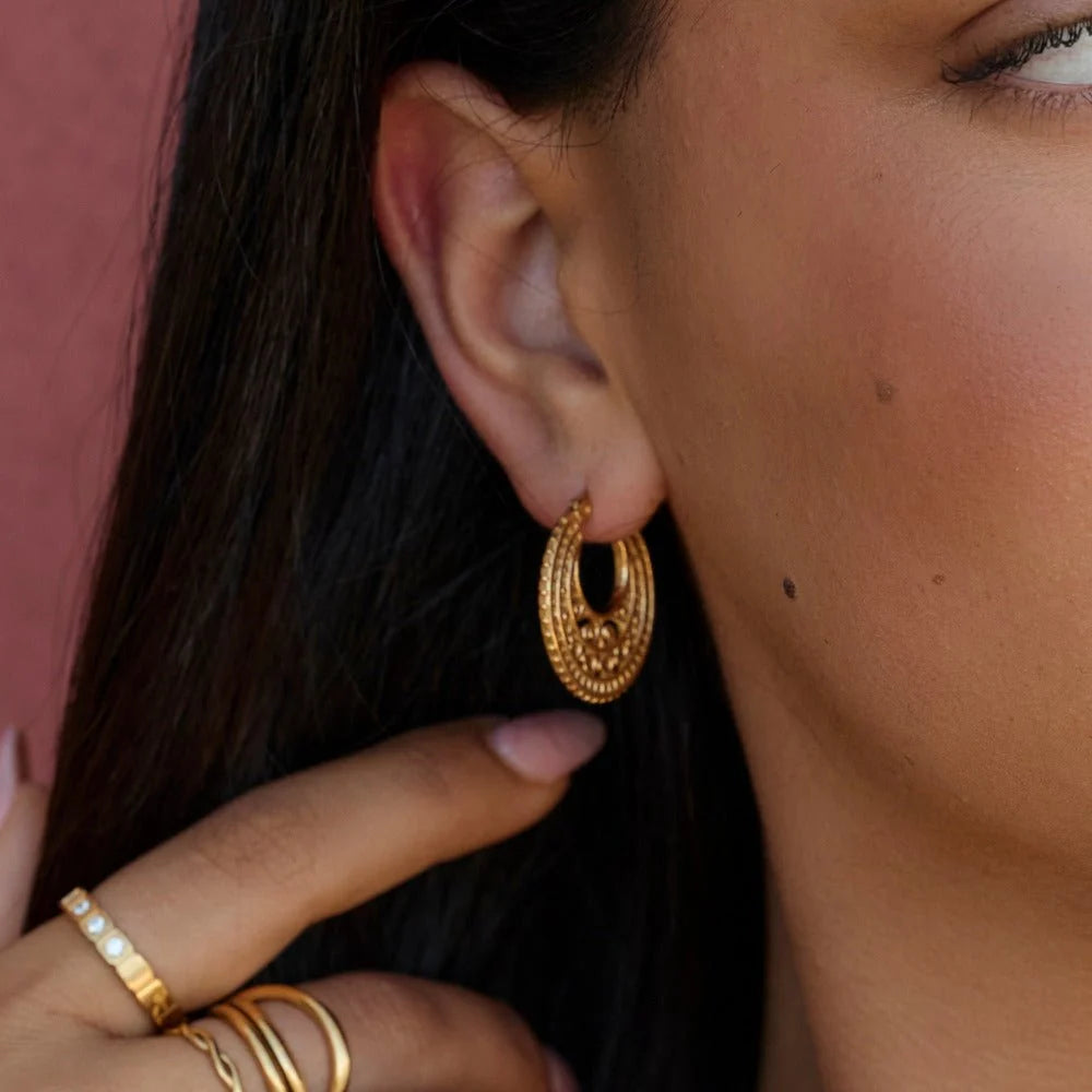 Boho Chic Gold Hoop Earrings