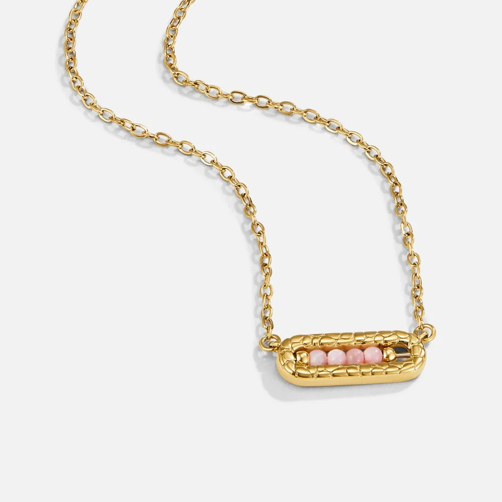 Blush Pink Bar Pendant Necklace