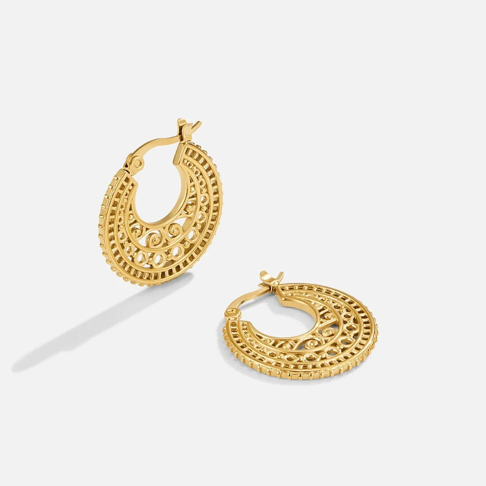 Boho Chic Gold Hoop Earrings