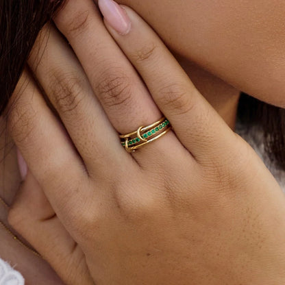 Layered Kaili Green Crystal Ring